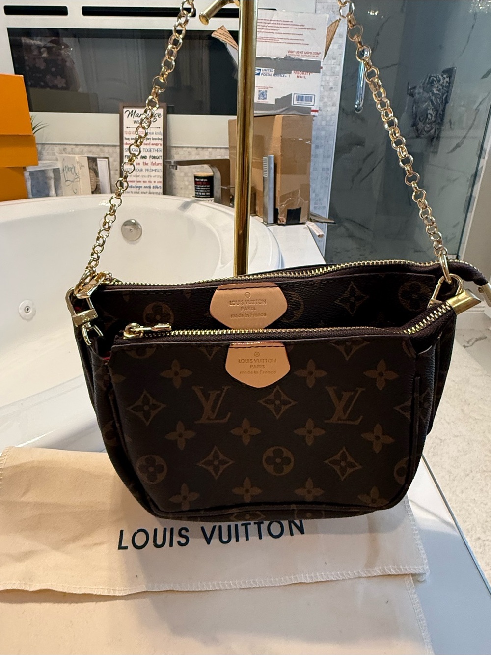 Louis Vuitton Brown Monogram Canvas Chain Shoulder Bag